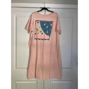 Vintage Hugger Single Stitch T-Shirt Dress Beach Scene Wearable Art Sleep O/S